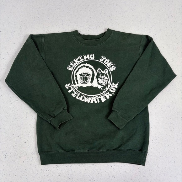Hanes Other - Vintage Eskimo Joes‎ Pullover Sweatshirt Green Stillwater Oklahoma 90s Small